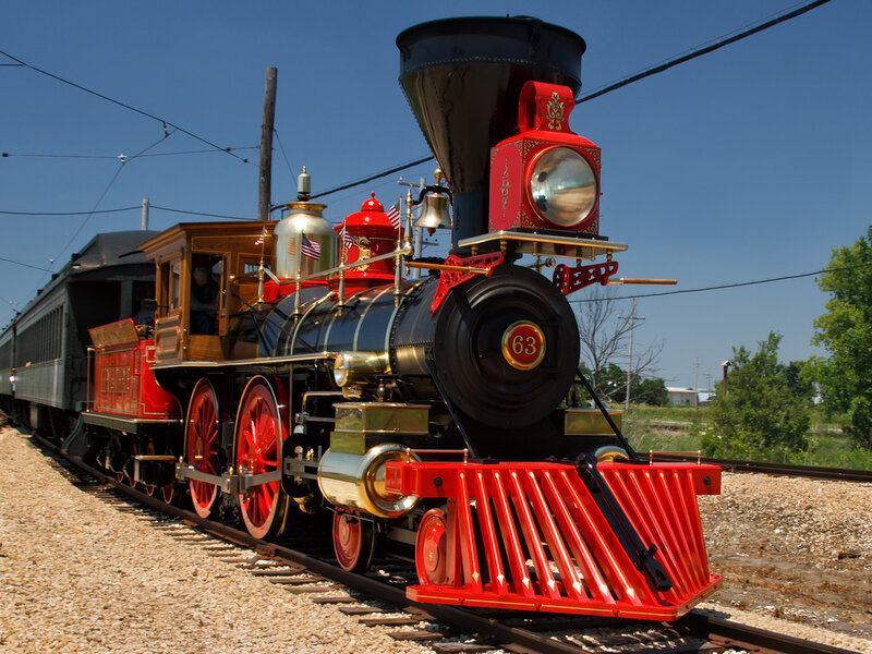 Red Steam Locomotive — Bright