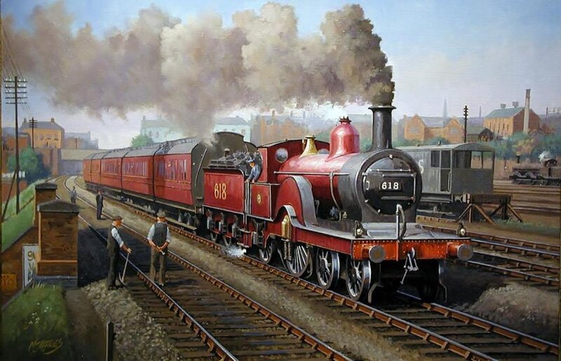 Red Steam Locomotive — Industrial