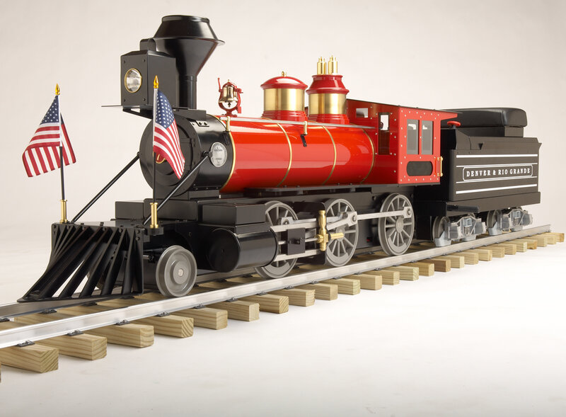 Red steam locomotive model