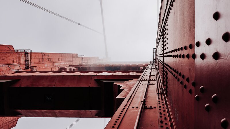 Red Steel Bridge Structure