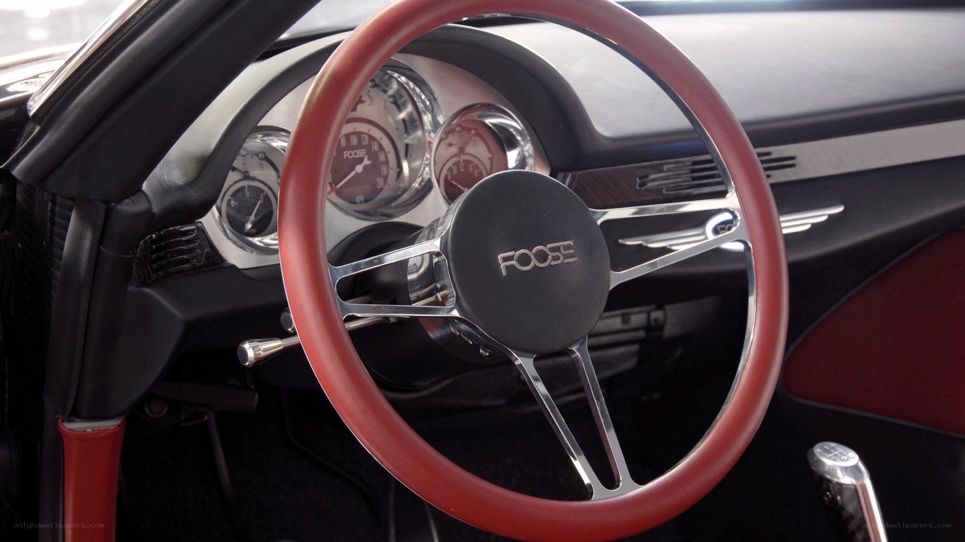 red steering wheel interior