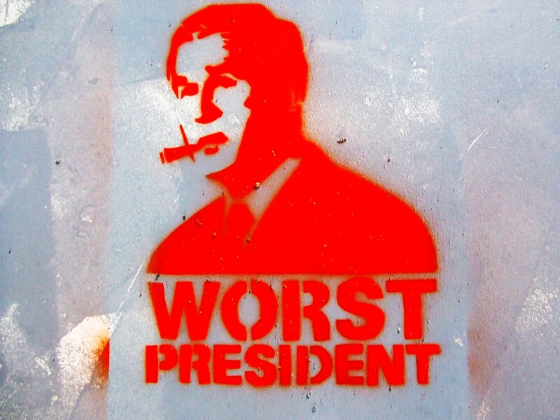 Red stencil of worst president