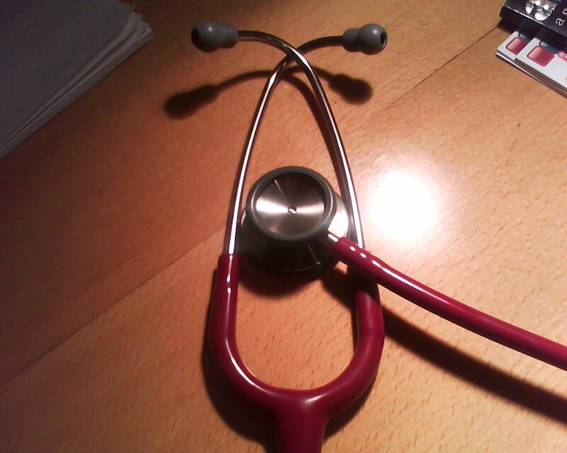 Red Stethoscope on Table