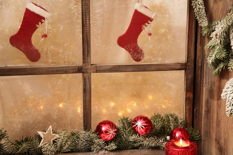 Red Stockings on Window