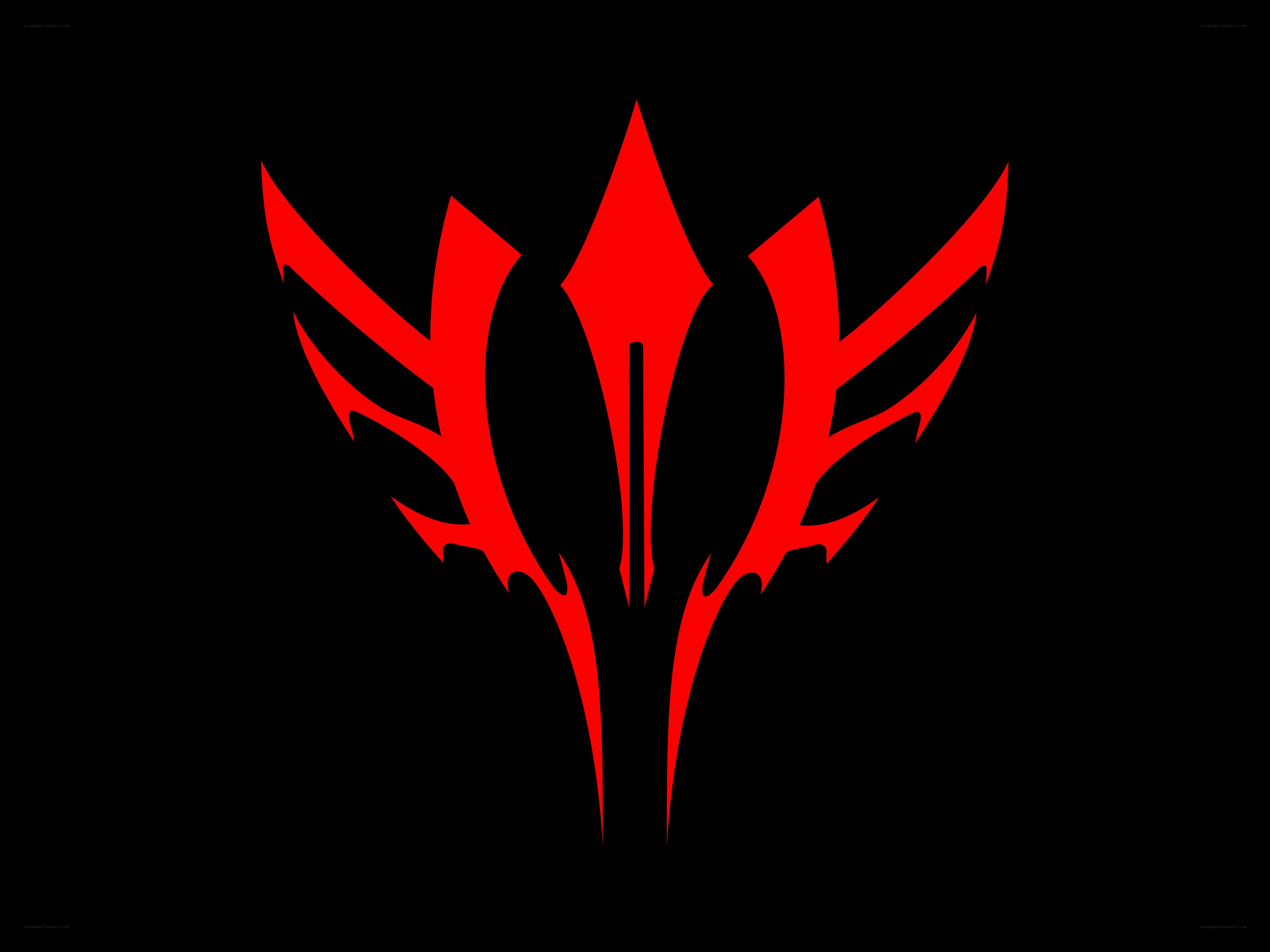 red stylized symbol on black