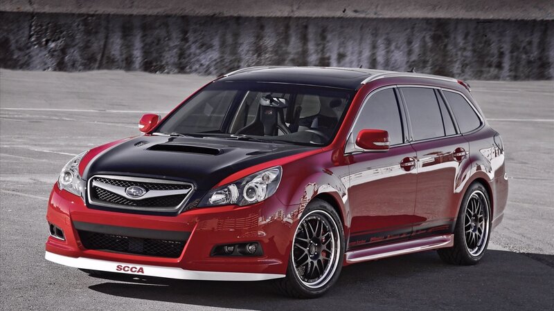 Red Subaru station wagon