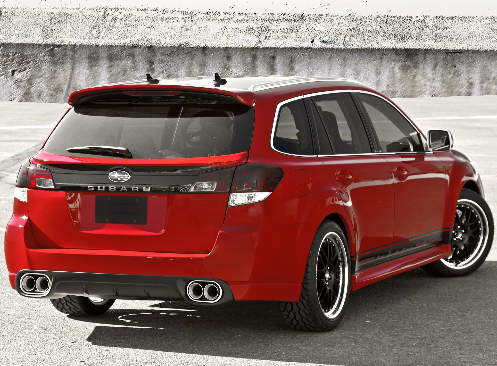 red subaru station wagon