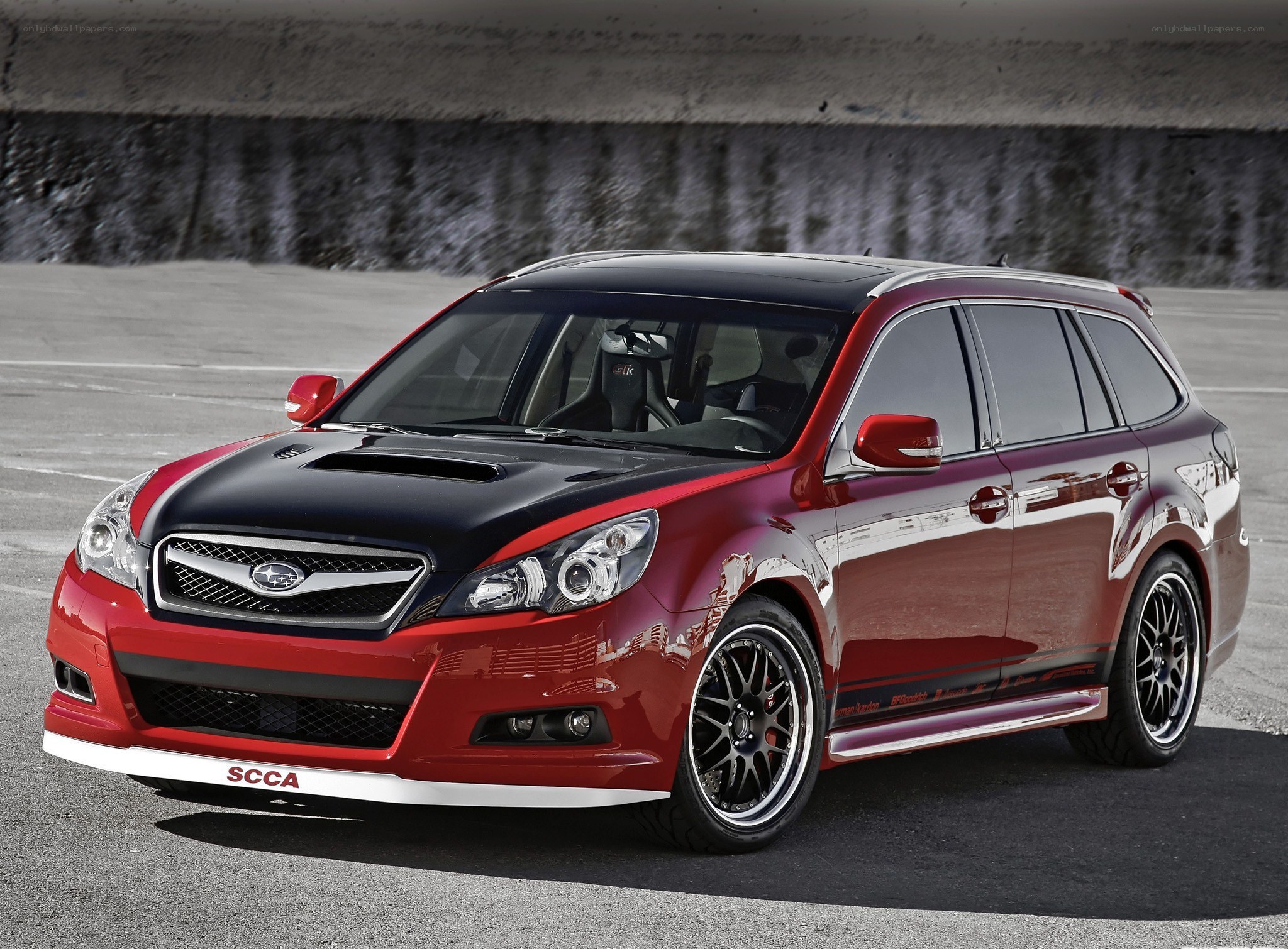 Red Subaru station wagon