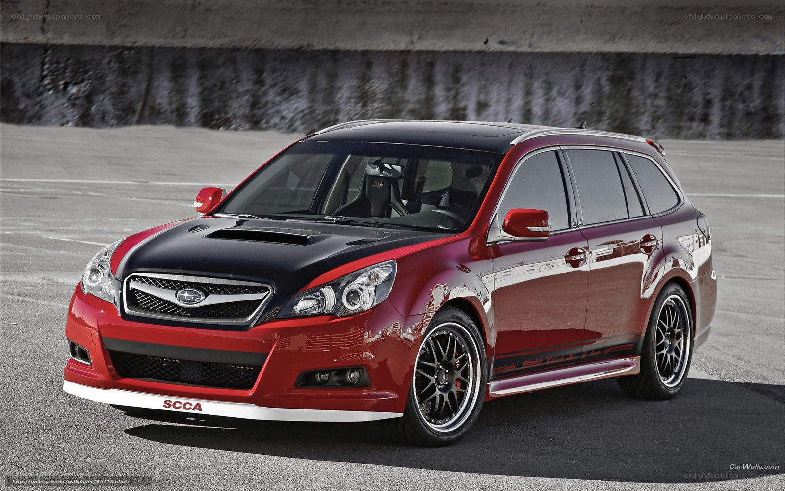 red subaru station wagon