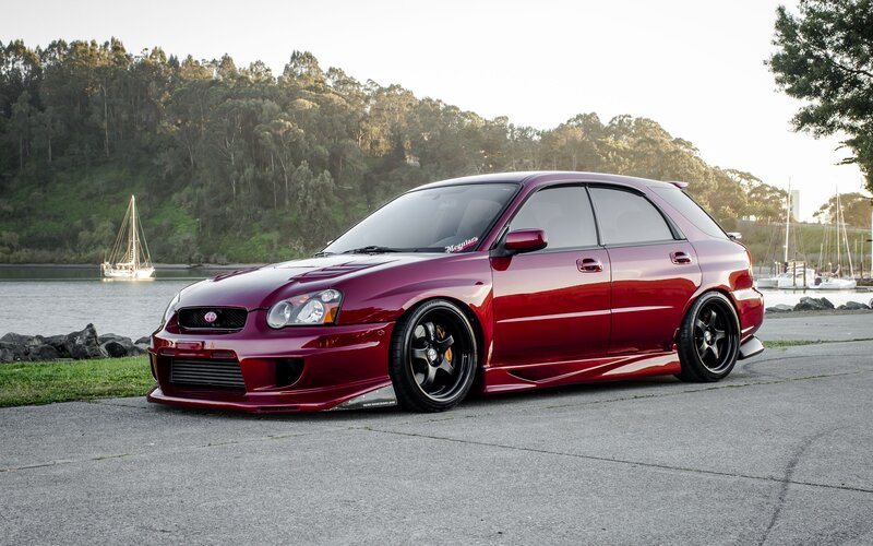 red subaru wrx hatchback