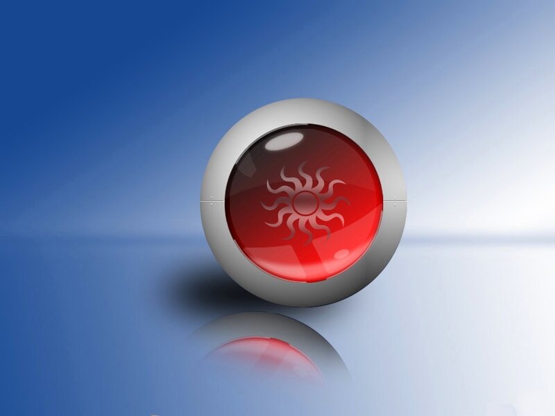 red sun icon on blue background