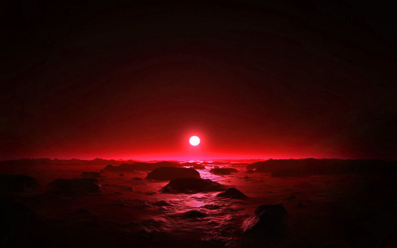 Red Sun on Alien Planet