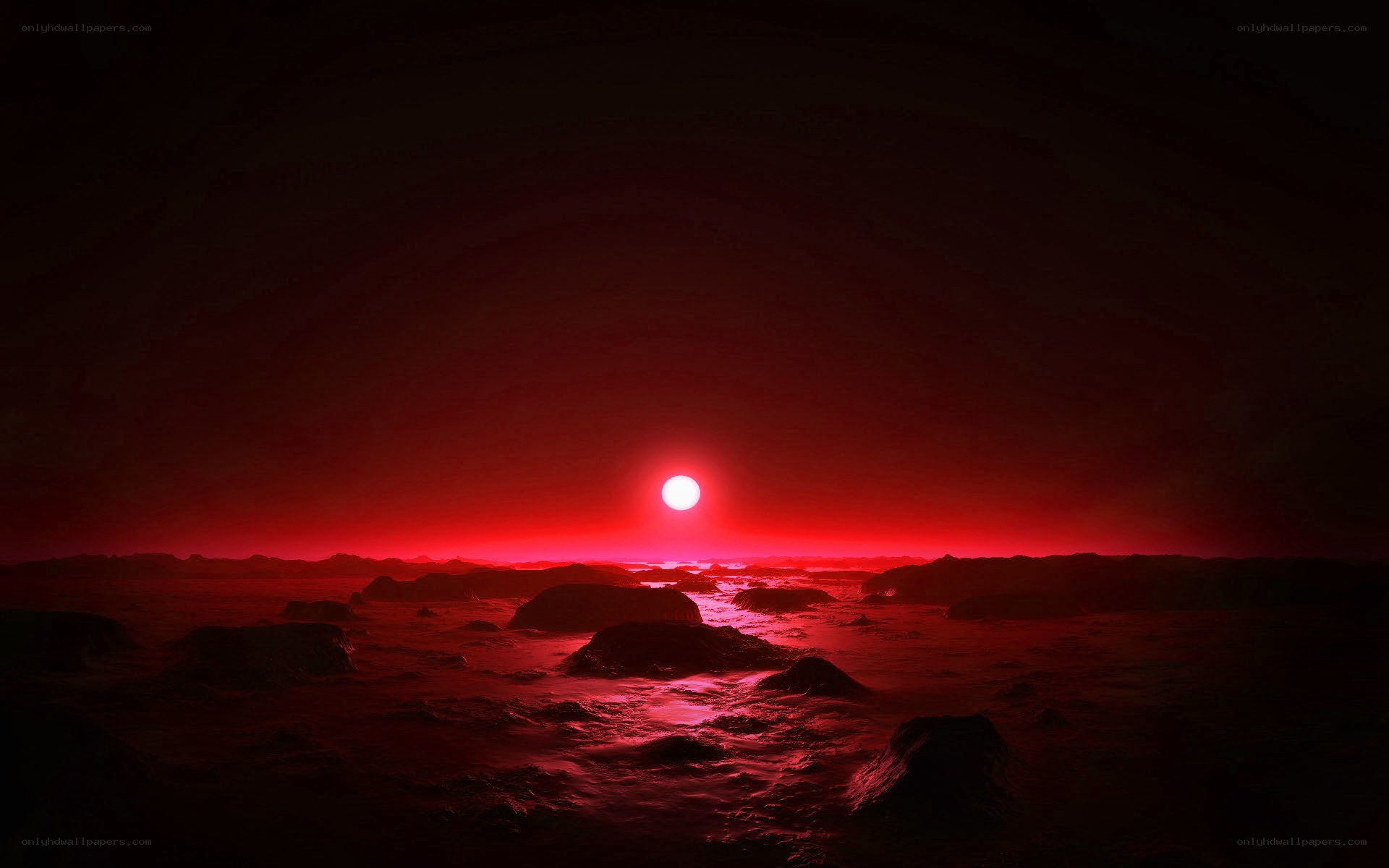 Red Sun on Alien Planet