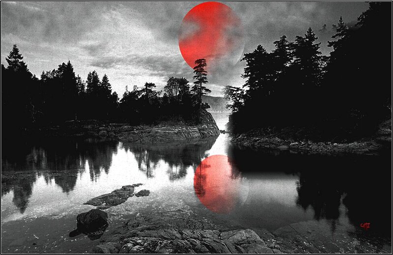 Red Sun over Lake