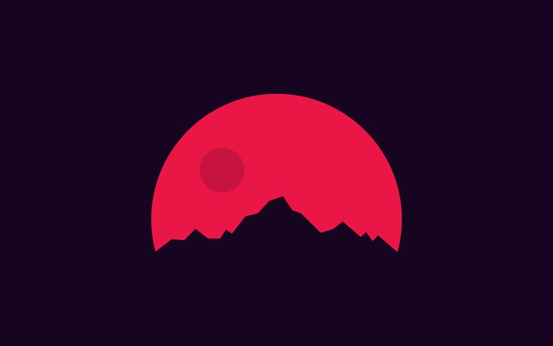 Red Sun over Mountains — Dramatic, Sunset