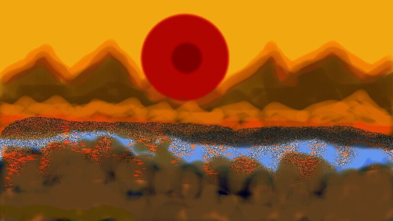 Red Sun over Mountains — Orange