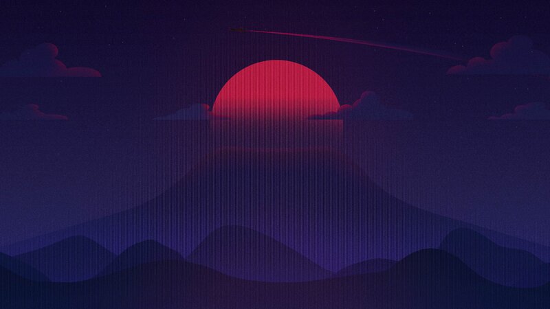 Red Sun over Mountains — Purple