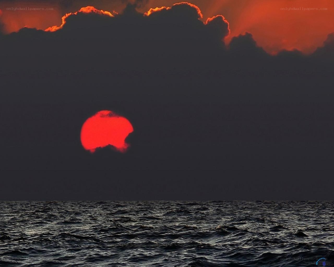 Red Sun Over the Ocean