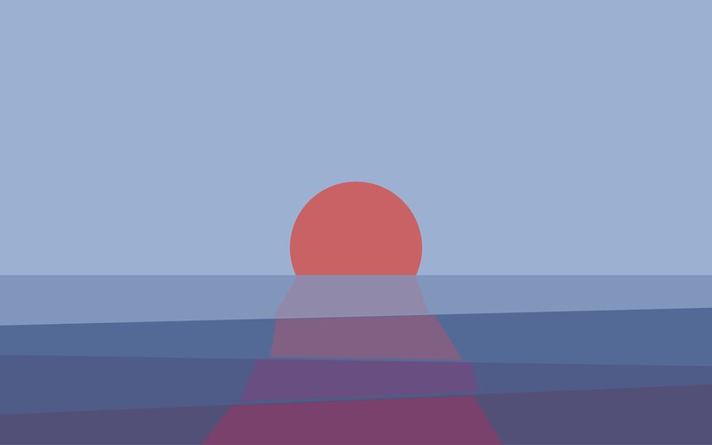 Red Sun over Water — Blue
