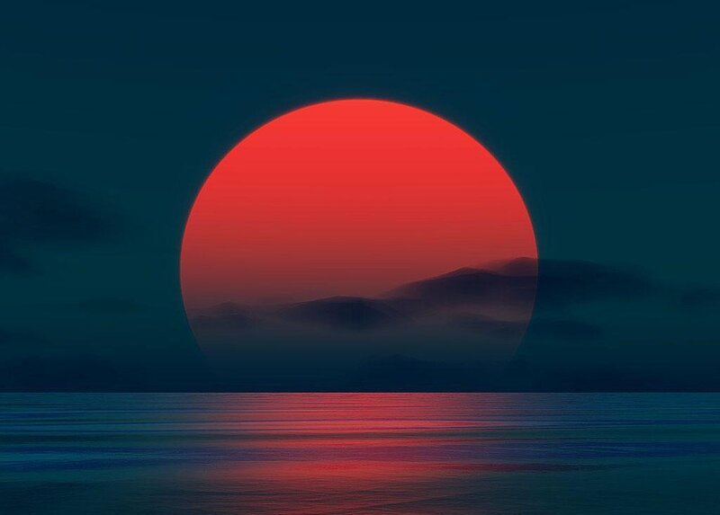 Red Sun over Water — Serene
