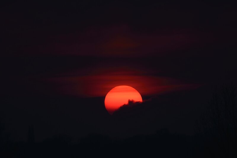 Red Sun Setting — Dramatic