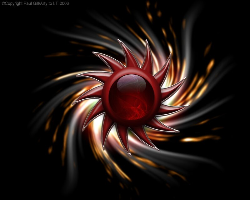Red Sun Symbol — Dramatic, Digital Art