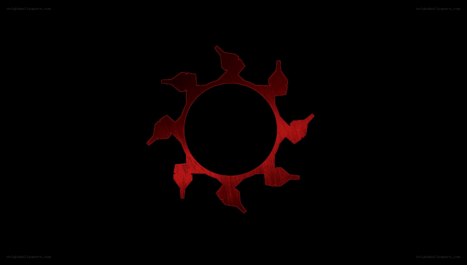 red sun symbol on black
