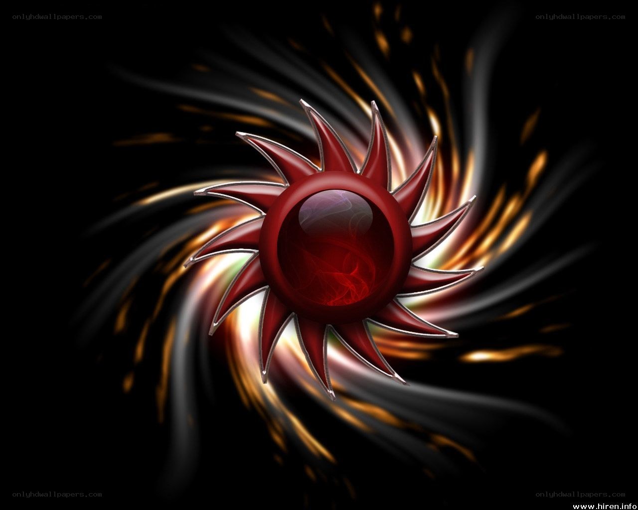 Red sunburst with energy waves