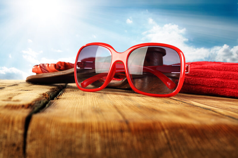 Red Sunglasses on Wood