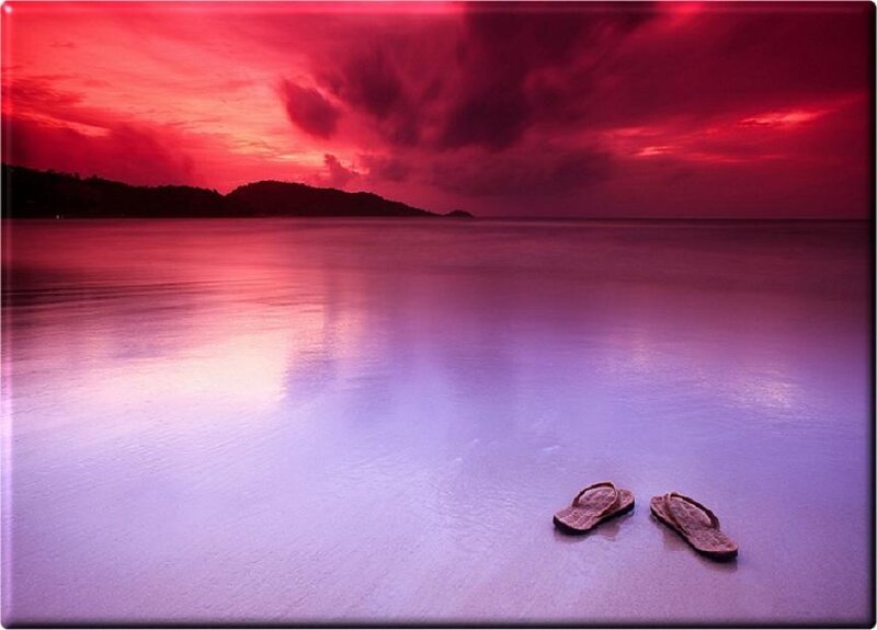 Red sunset at the beach