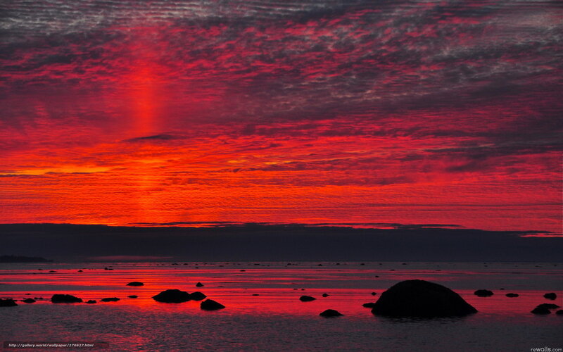 Red sunset over calm sea