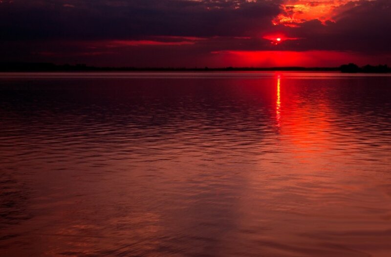Red Sunset over Lake