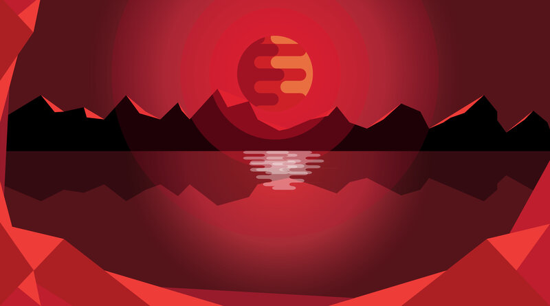 Red Sunset over Mountains — Dramatic