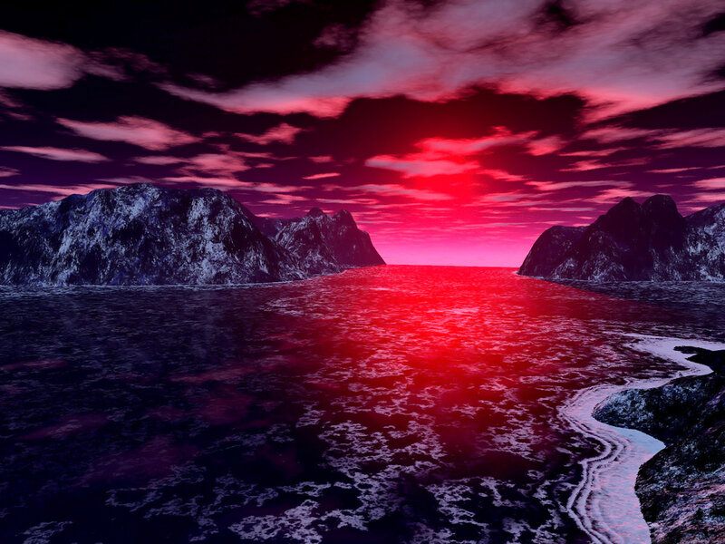 Red Sunset over Sea