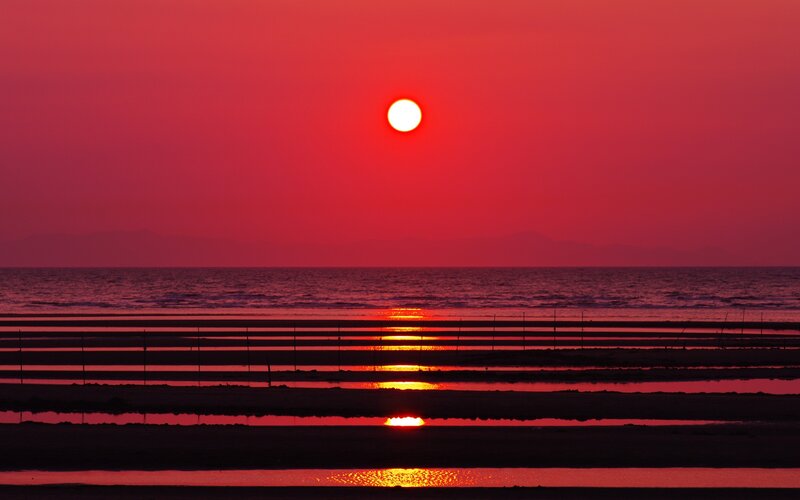 Red sunset over the sea