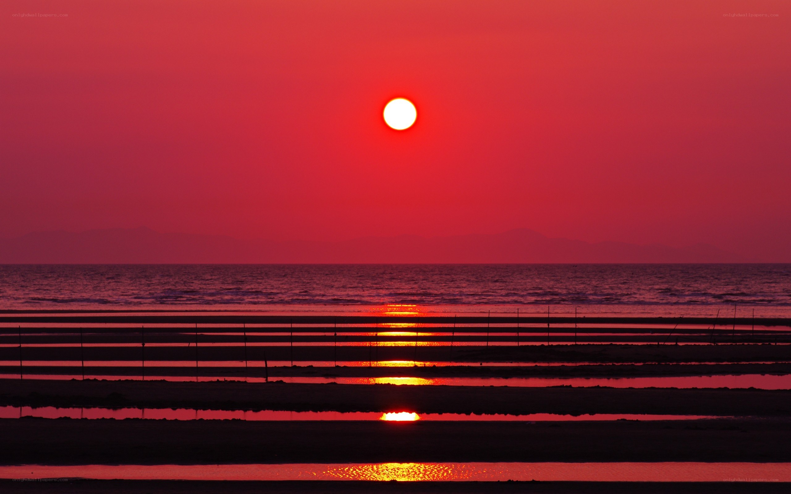 Red sunset over the sea