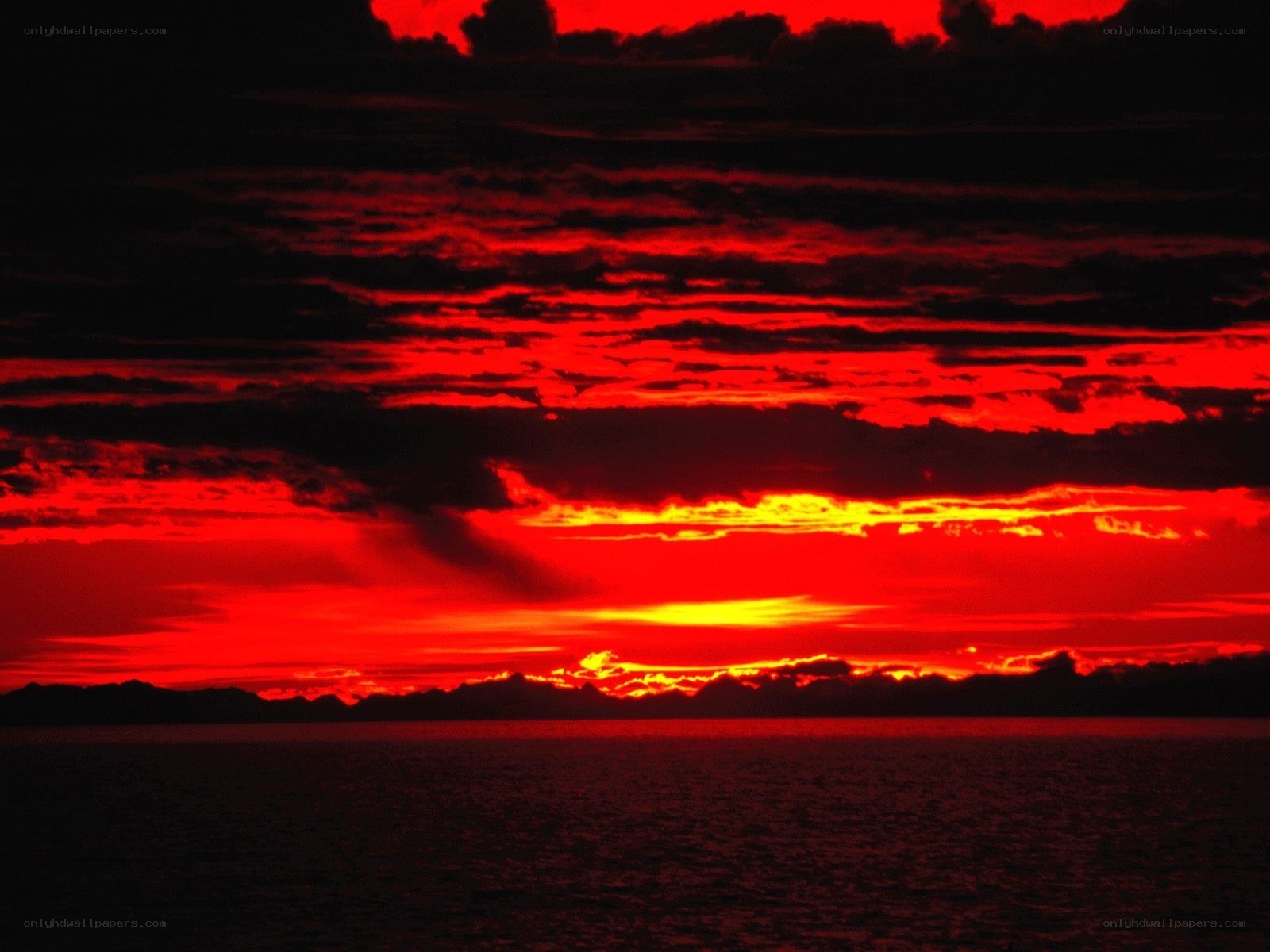 Red sunset over the sea