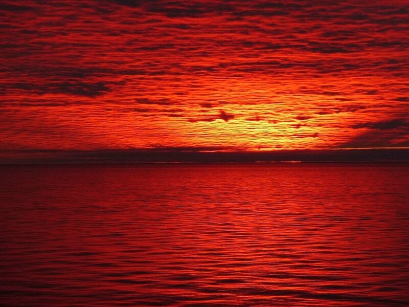 Red Sunset over Water — Dramatic