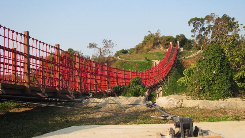 Red Suspension Bridge — Calm