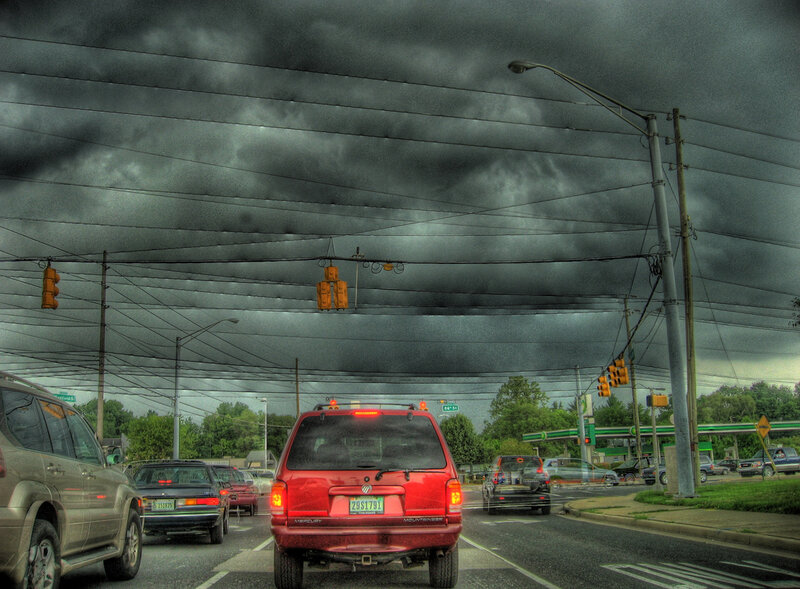 Red SUV at Intersection