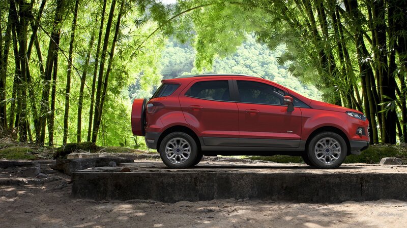 Red Suv in Forest
