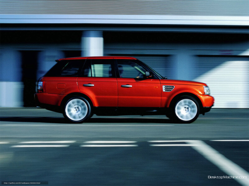 Red SUV in motion