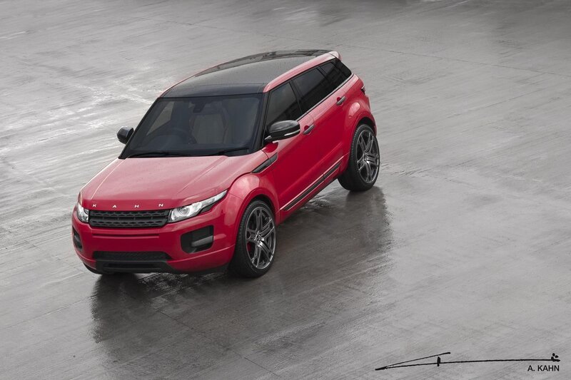 Red SUV on Wet Pavement