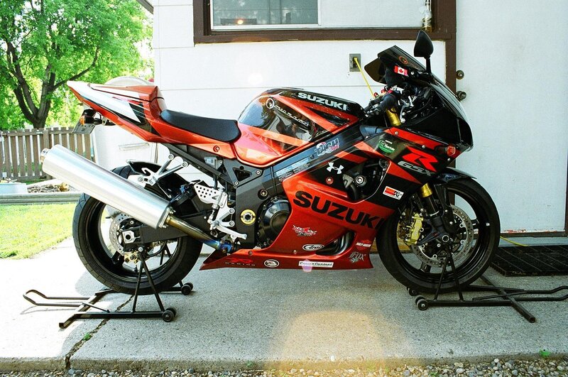 Red Suzuki GSX-R motorcycle