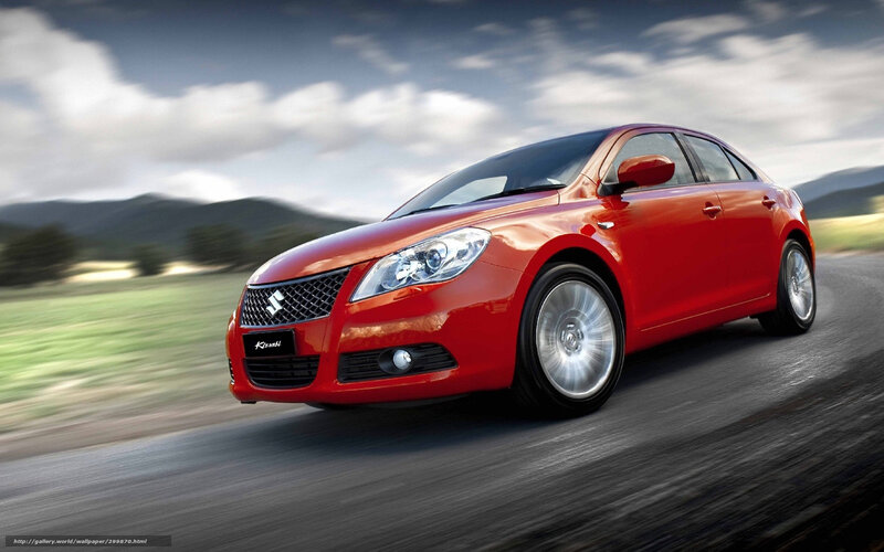 Red Suzuki Kizashi in motion