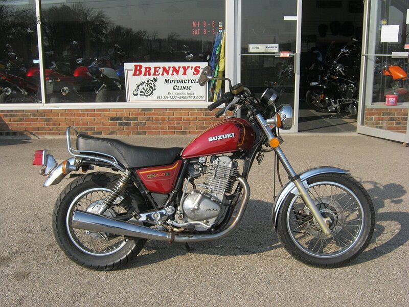 Red Suzuki Motorcycle — Neutral, Afternoon
