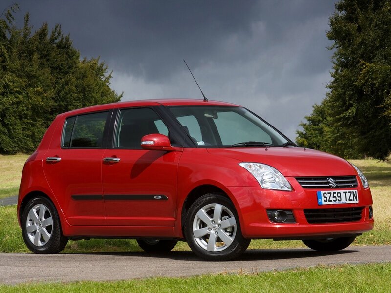 Red Suzuki Swift Car — Dramatic, Afternoon