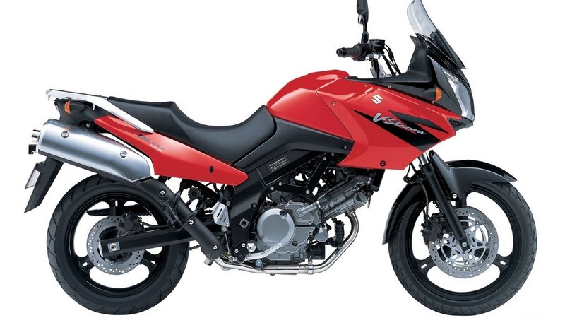 red suzuki v-strom motorcycle