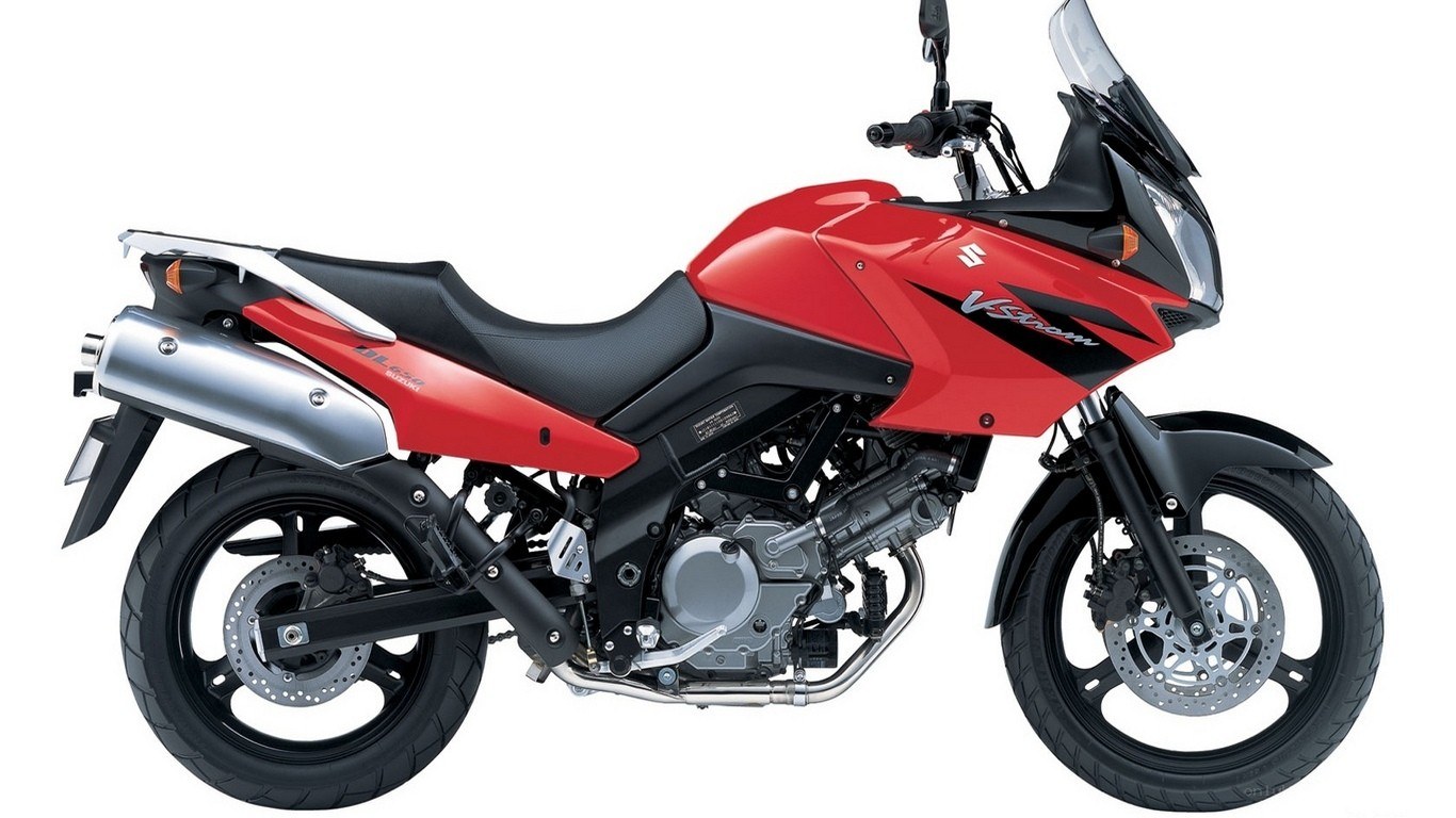 red suzuki v-strom motorcycle