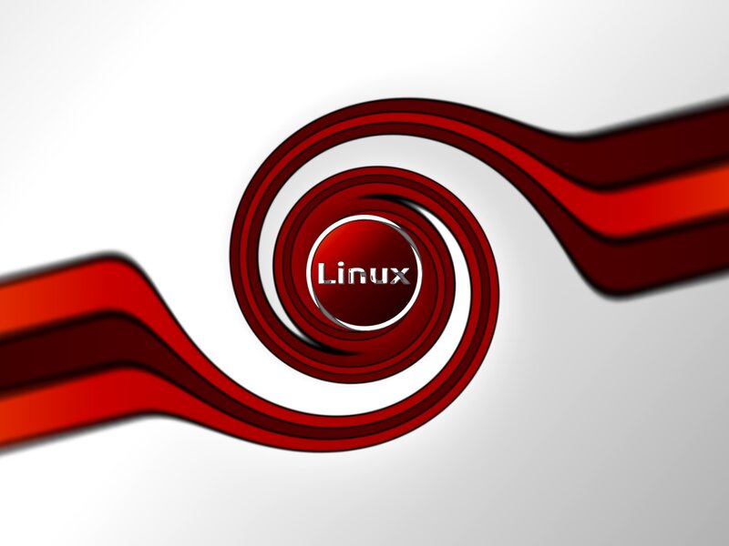 Red Swirl with Linux Text